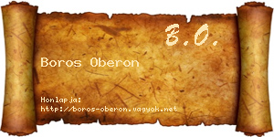 Boros Oberon névjegykártya